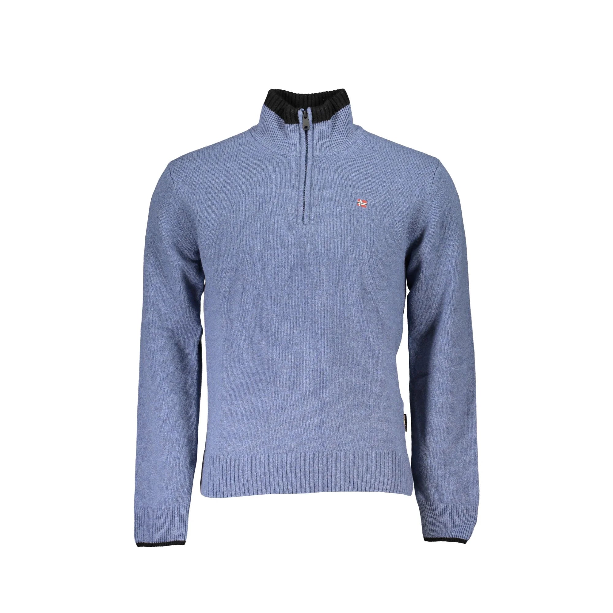 Napapijri Maglione Uomo Blu Mezzo Zip Ricamo Maglie - foto prodotto